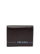 Matchesfashion.com Prada - Logo Print Bi Fold Leather Wallet - Womens - Black
