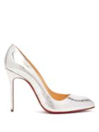 Matchesfashion.com Christian Louboutin - Corneille 100 Cracked Leather Pumps - Womens - Silver