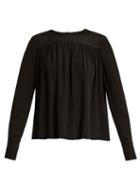 Matchesfashion.com Diane Von Furstenberg - Gathered Double Cuff Silk Georgette Blouse - Womens - Black