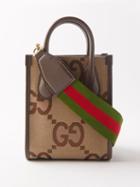 Gucci - Jumbo Gg Mini Canvas And Leather Tote Bag - Womens - Brown Beige