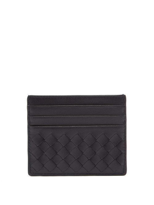 Matchesfashion.com Bottega Veneta - Intrecciato Leather Cardholder - Mens - Blue