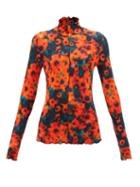 Proenza Schouler White Label - Sunflower-print Jersey High-neck Top - Womens - Red Multi
