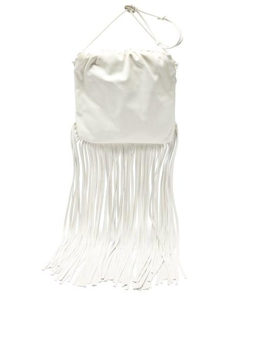 Matchesfashion.com Bottega Veneta - The Fringe Pouch Leather Shoulder Bag - Womens - White