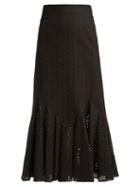 Matchesfashion.com Raey - Broderie Anglaise Fishtail Skirt - Womens - Black