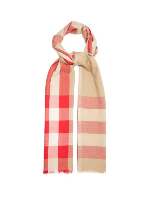 Matchesfashion.com Burberry - Giant Check Cashmere Scarf - Womens - Beige Multi