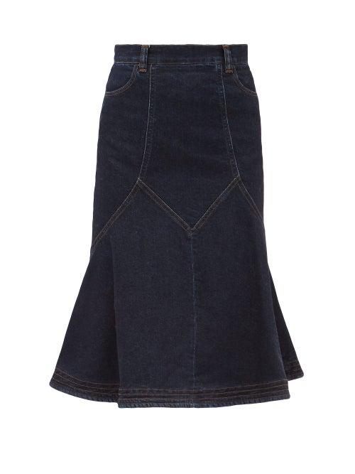 Matchesfashion.com See By Chlo - Flared Denim Midi Skirt - Womens - Denim