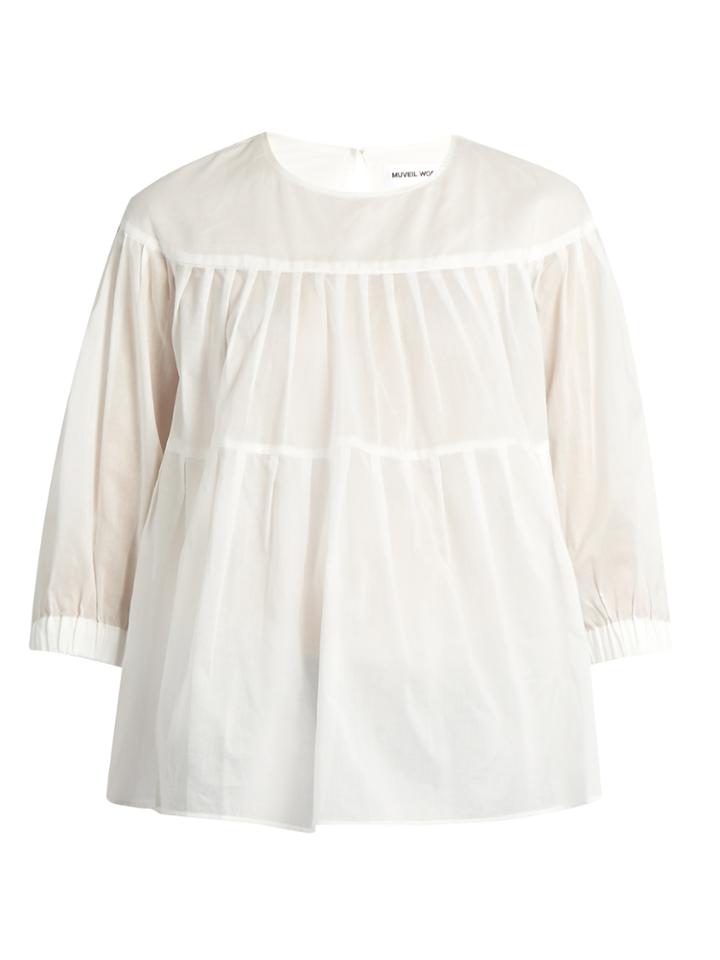 Muveil Tiered Pleated Cotton Top