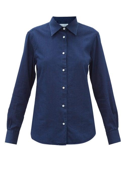 Matchesfashion.com Officine Gnrale - Colombe Cotton-denim Herringbone Shirt - Womens - Denim