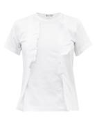 Matchesfashion.com Comme Des Garons Comme Des Garons - Ruffle Trim Cotton T Shirt - Womens - White