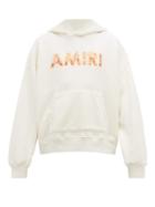 Matchesfashion.com Amiri - Flame Logo Print Cotton Hooded Sweatshirt - Mens - White