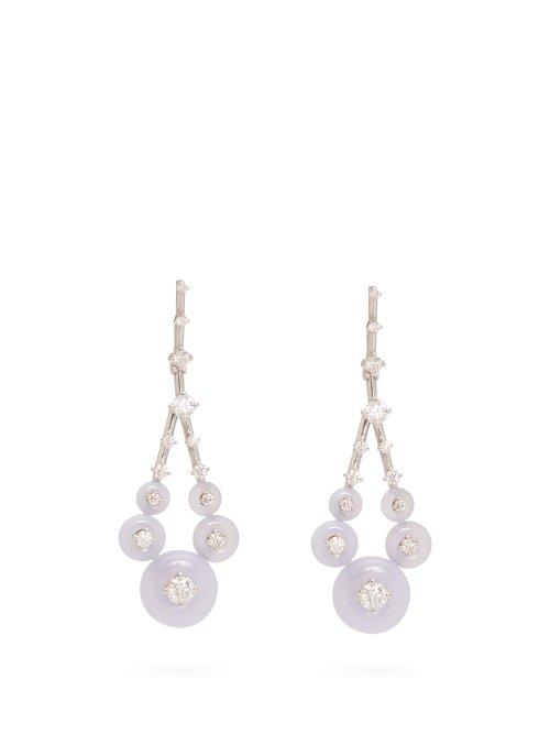 Matchesfashion.com Fernando Jorge - Gravity Diamond & 18kt White Gold Earrings - Womens - Blue