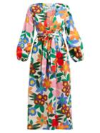 Matchesfashion.com Mara Hoffman - Luna Floral Print V Neck Maxi Dress - Womens - White Print