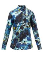 Dolce & Gabbana - Marble-print Silk Shirt - Mens - Blue Multi
