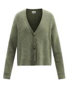 Ladies Rtw Ganni - V-neck Wool-blend Cardigan - Womens - Khaki