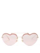 Matchesfashion.com Miu Miu - Noir Heart Shaped Metal Sunglasses - Womens - Pink