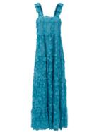 Matchesfashion.com Dodo Bar Or - Lima Floral-appliqu Cotton-voile Maxi Dress - Womens - Blue