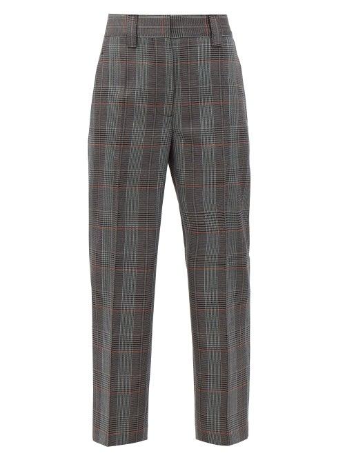 Matchesfashion.com Acne Studios - Wool-blend Houndstooth Cropped Trousers - Womens - Blue Multi