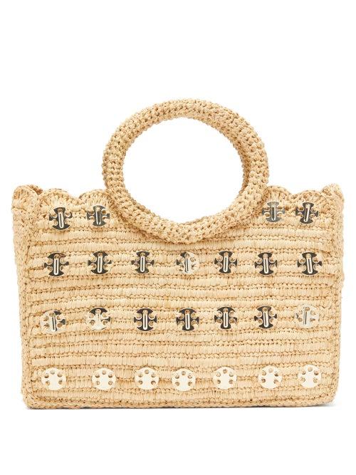 Paco Rabanne - Small Woven-raffia Basket Bag - Womens - Beige