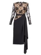 Matchesfashion.com Alexander Mcqueen - Draped Crepe And Lace Dress - Womens - Black