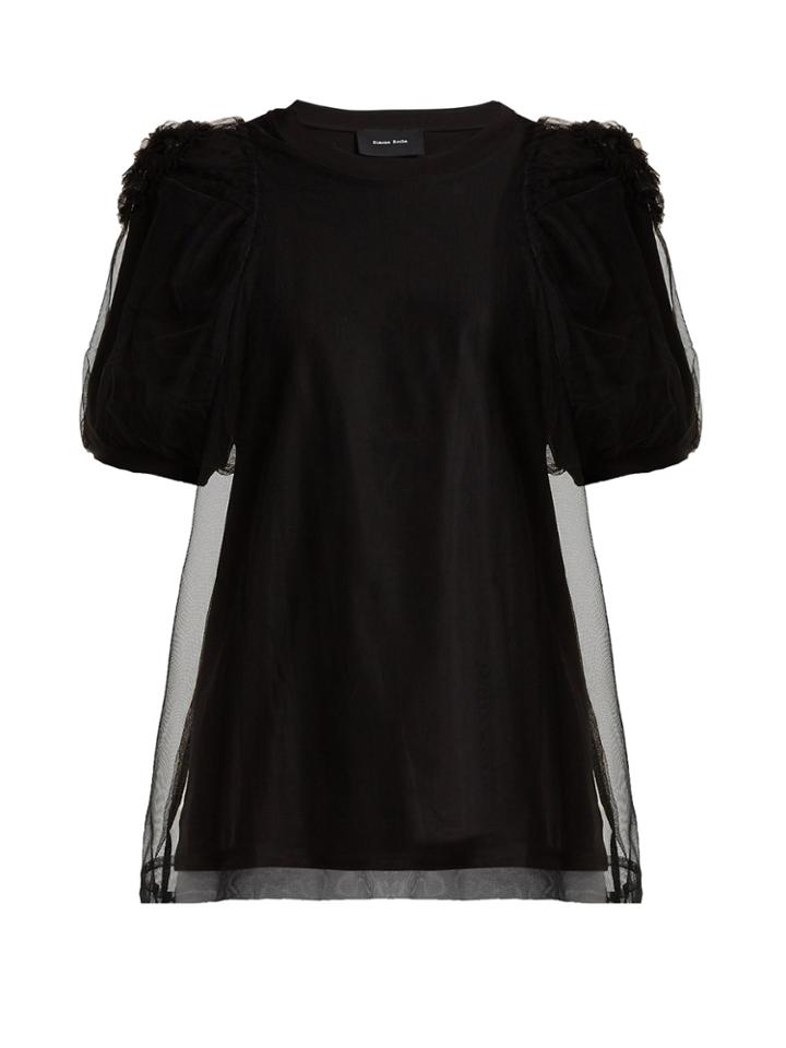 Simone Rocha Gathered Tulle-overlay Cotton T-shirt