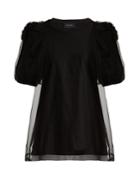 Simone Rocha Gathered Tulle-overlay Cotton T-shirt