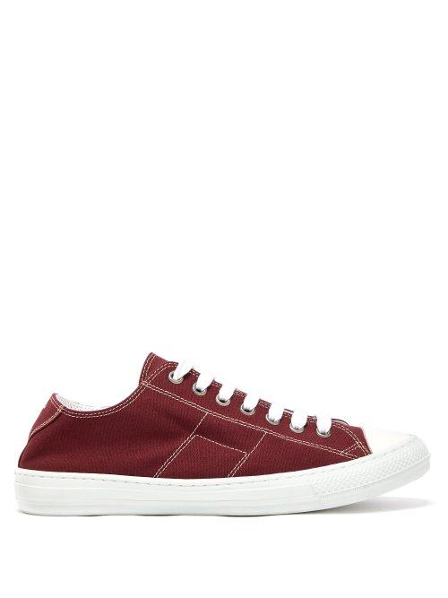 Matchesfashion.com Maison Margiela - Stereotype Canvas Low Top Trainers - Mens - Burgundy