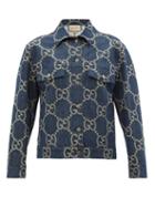Gucci - Gg-jacquard Denim Jacket - Womens - Denim