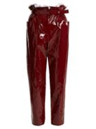 Matchesfashion.com Isa Arfen - Paperbag Waist Straight Leg Cropped Trousers - Womens - Dark Red