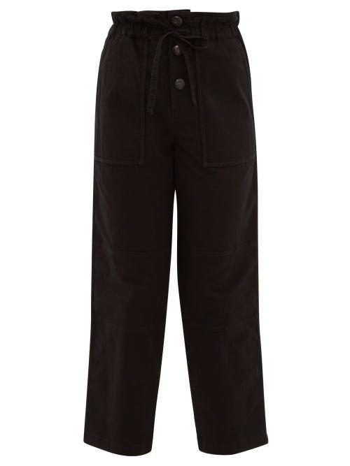 Matchesfashion.com Sea - Scout Paperbag Waist Cotton Blend Trousers - Womens - Black