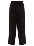 Matchesfashion.com Sea - Scout Paperbag Waist Cotton Blend Trousers - Womens - Black