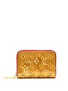 Matchesfashion.com Christian Louboutin - Panettone Embellished Zip Around Leather Wallet - Womens - Gold