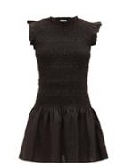 Matchesfashion.com Sir - Emile Shirred Linen Mini Dress - Womens - Black