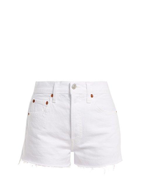 Matchesfashion.com Re/done Originals - The Short Raw Hem Denim Shorts - Womens - White