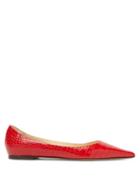 Matchesfashion.com Jimmy Choo - Love Flat Crocodile-effect Leather Ballet Flats - Womens - Red