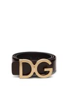 Matchesfashion.com Dolce & Gabbana - Monogram Buckle Leather Belt - Mens - Brown