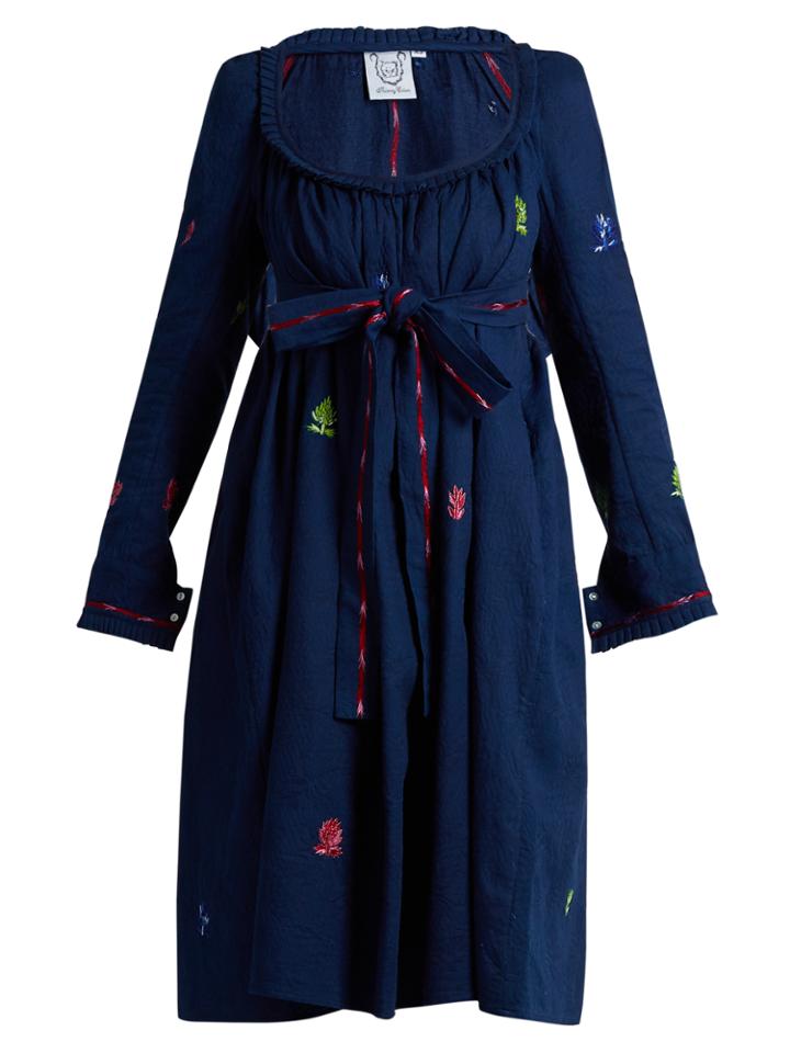 Thierry Colson Rosine Floral-embroidered Cotton Dress