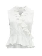Matchesfashion.com Altuzarra - Depeche Ruffled Crepe Wrap Top - Womens - White