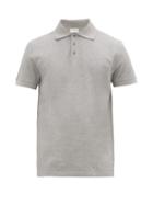 Matchesfashion.com Saint Laurent - Monogram Embroidered Cotton Pique Polo Shirt - Mens - Grey
