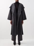 Toteme - Signature Shawl-lapel Wool-blend Coat - Womens - Dark Grey