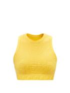 Ladies Activewear Fendi - Ff-fish Eye Jacquard-jersey Cropped Top - Womens - Yellow