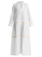 Daft Santorini V-neck Embroidered Cotton Dress