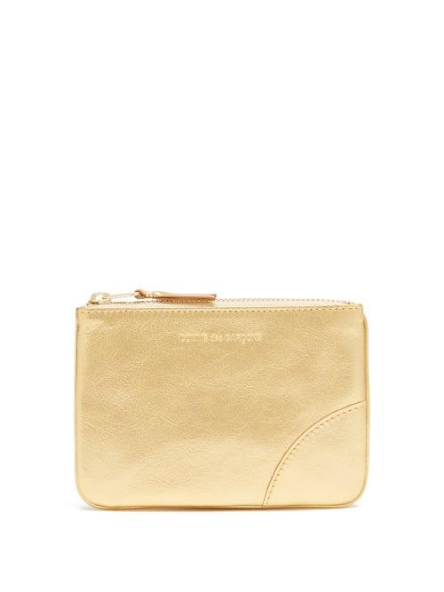 Matchesfashion.com Comme Des Garons Wallet - Zipped Mini Leather Coin Purse - Womens - Gold