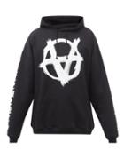 Vetements - Anarchy-print Oversized Hooded Sweatshirt - Mens - Black White