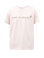 Moncler - Born To Protect-print Cotton-blend T-shirt - Mens - Pink