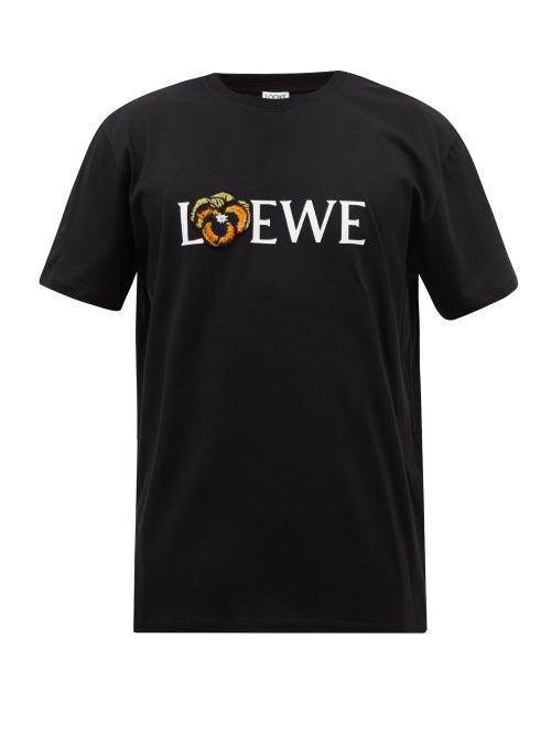 Loewe - Pansy-logo Cotton-jersey T-shirt - Mens - Black