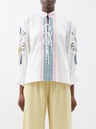 Lug Von Siga - Thalia Broderie-anglaise Cotton Blouse - Womens - White Multi