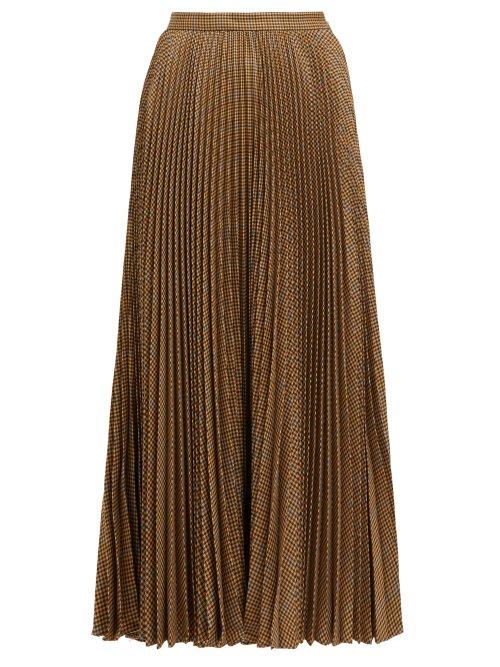 Matchesfashion.com Gucci - Pleated Houndstooth Wool Skirt - Womens - Brown Multi