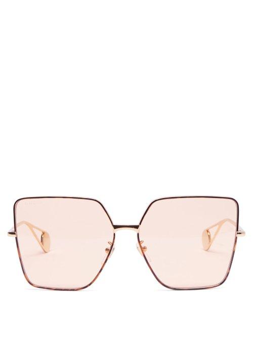 Matchesfashion.com Gucci - Oversized Square Tortoiseshell Acetate Sunglasses - Womens - Light Orange