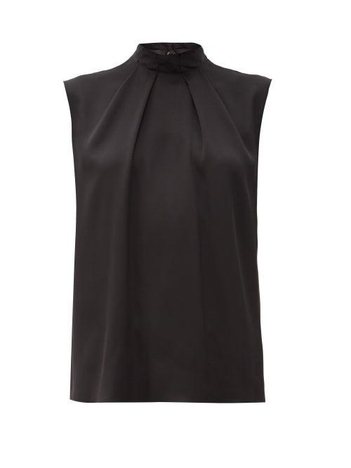Matchesfashion.com Alexander Mcqueen - High-neck Sleeveless Silk Top - Womens - Black