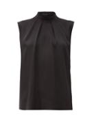 Matchesfashion.com Alexander Mcqueen - High-neck Sleeveless Silk Top - Womens - Black